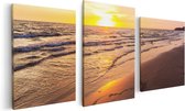 Artaza Canvas Schilderij Drieluik Zonsondergang Op Het Strand Met Een Hartje - 120x60 - Foto Op Canvas - Canvas Print