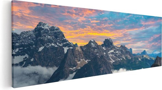 Artaza Canvas Schilderij Bergen Landschap Met Wolken In Italië - 120x40 - Groot - Foto Op Canvas - Canvas Print