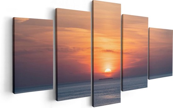 Artaza Canvas Schilderij Vijfluik Zonsondergang In De Noordzee - 100x50 - Foto Op Canvas - Canvas Print