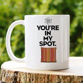 You are in my spot - Customized mokken en bekers - mokken met tekst - mokken - bekers - cadeautje - cadeau voor vrouw - cadeau vor man - keramiek servies - cadeautje voor haar - cadeautje voo