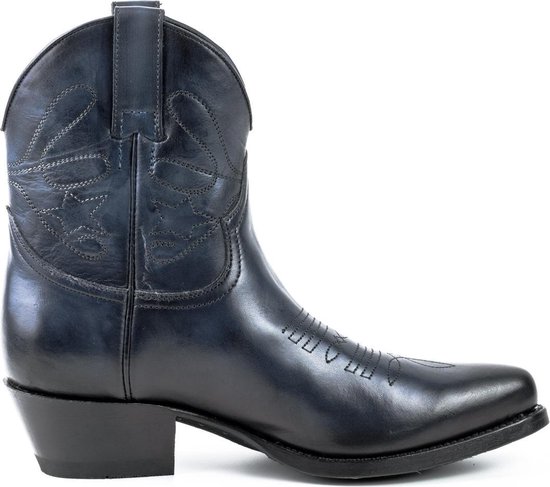 Mayura Boots 2374 Vintage Marine Blauw/ Dames Cowboy fashion Enkellaars Spitse Neus Western Hak Echt Leer Maat EU 37