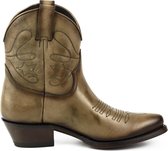 Mayura Boots 2374 Vintage Taupe/ Dames Cowboy fashion Enkellaars Spitse Neus Western Hak Echt Leer Maat EU 36