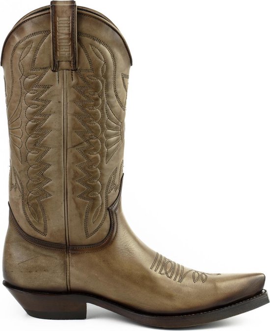 Mayura Boots 1920 Taupe/ Spitse Cowboy Western Line Dance Dames Heren Laarzen Schuine Hak Echt Leer Maat EU 46