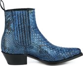 Mayura Boots 2496P Blauw/ Dames Western Enkellaarzen Spitse Neus Cowboyhak Elastiek Sluiting Echt Leer Maat EU 37