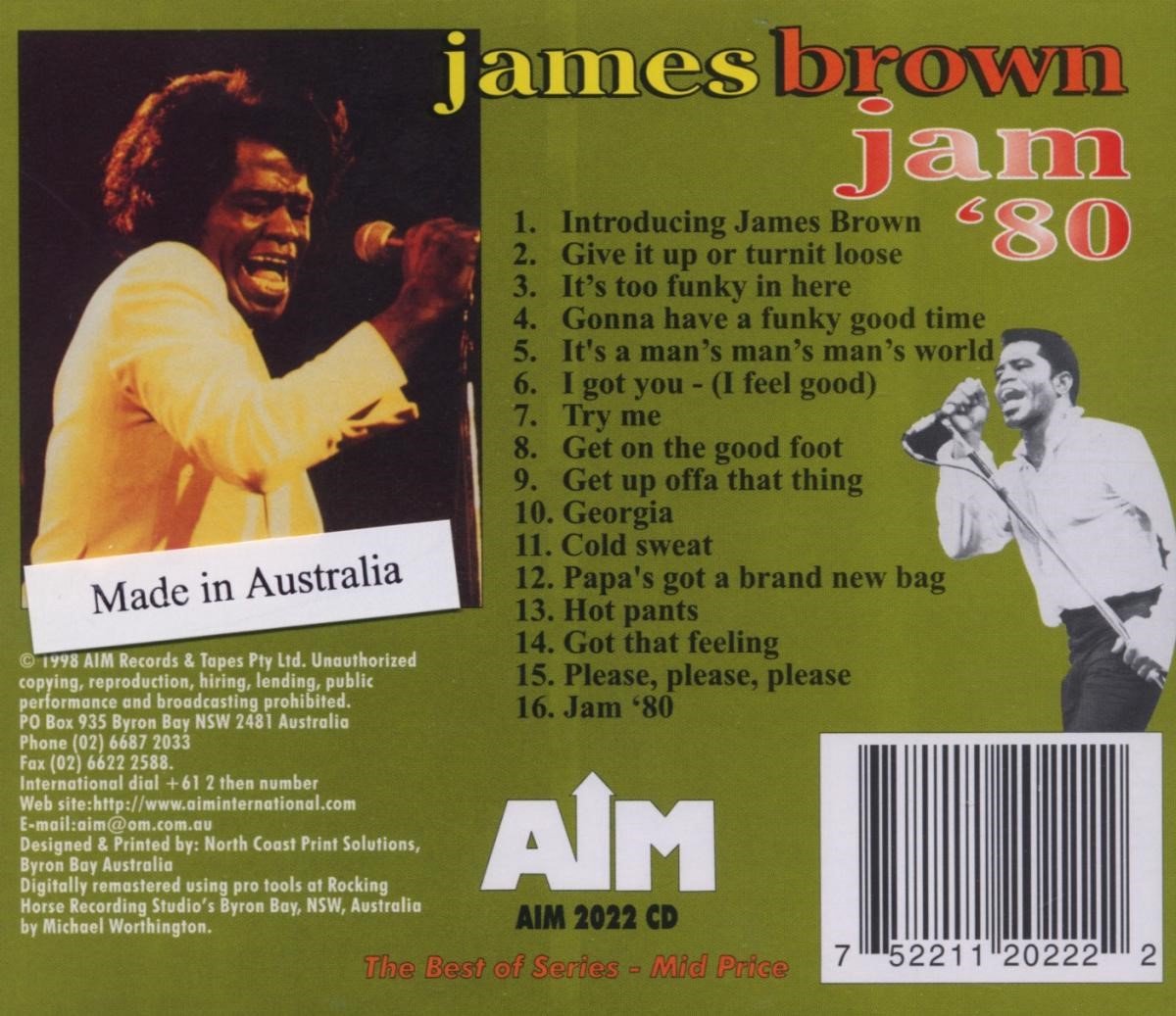 James Brown Jam '80 (CD), James Brown CD (album) Muziek
