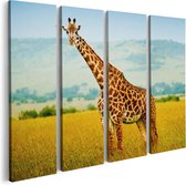 Artaza Peinture sur toile Quadriptyque Girafe dans le champ - 80x60 - Photo sur toile - Impression sur toile