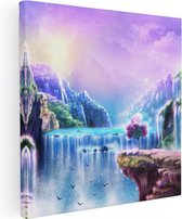 Artaza Canvas Schilderij Kleurrijke Sprookjes Waterval - Abstract - 70x70 - Foto Op Canvas - Canvas Print