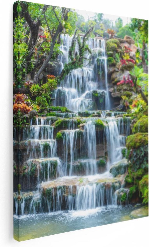 Artaza Canvas Schilderij Tropische Waterval In Thailand - 30x40 - Klein - Foto Op Canvas - Canvas Print