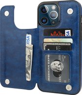 ShieldCase geschikt voor Apple iPhone 13 Pro Max wallet case - blauw - Bookcase hoesje portemonnee - Walletcase flipcase shockproof hoesje pasjeshouder
