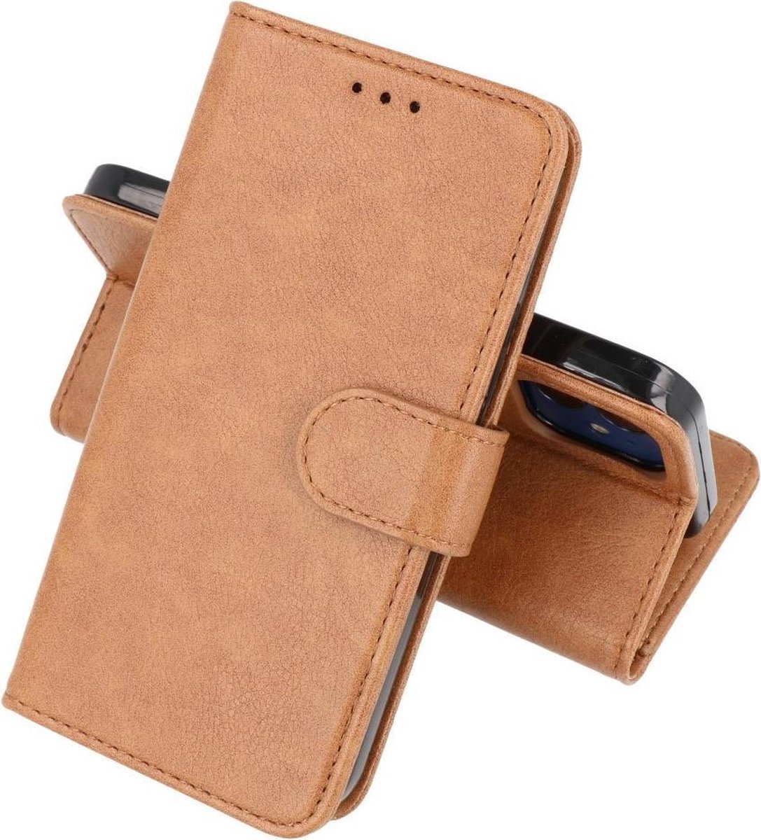 Hoesje Geschikt voor iPhone 13 Mini - Kaarthouder Book Case Telefoonhoesje - Bruin