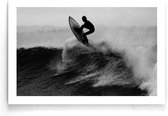 Walljar - Surfer Vangt Golven - Zwart wit poster