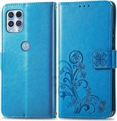 Bloemen Book Case - Motorola Moto G100 Hoesje - Blauw