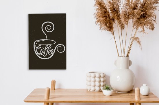 Canvas Schilderij Spreuken - Krijtbord - Quotes - Coffee - 20x30 cm - Wanddecoratie