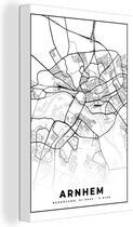 Peintures sur toile - Carte - Arnhem - Zwart - Wit - 20x30 cm - Décoration murale