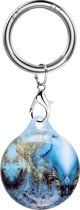 By Qubix - AirTag case marble series - sleutelhanger met ring - blauw