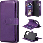 Voor OPPO Realme 8 Pro multifunctionele magnetische koperen gesp horizontale flip effen kleur lederen tas met 10 kaartsleuven & portemonnee & houder & fotolijst (paars)