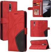 Voor Nokia 2.4 Dual-color Splicing Horizontale Flip PU Lederen Case met Houder & Kaartsleuven & Portemonnee (Rood)