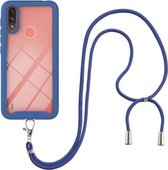 Voor Motorola Moto E7 Power Sterrenhemel Effen Kleur Serie Schokbestendige PC + TPU Beschermhoes met Nekband (Blauw)