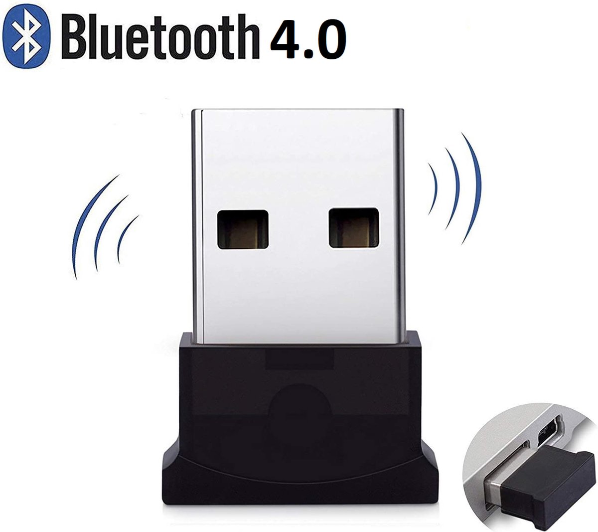 Mini Bluetooth Adapter - USB Dongle - Plug & Play - Bluetooth 4.0 USB Stick - Zwart - Case2go