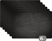 Placemat - Beton print - Zwart - 45x30 cm - 6 stuks - Hittebestendig - Anti-Slip - Onderlegger - Afneembaar