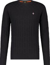 Haze & Finn Trui Knit Crew Structure Mu16 0232 Black Mannen Maat - L