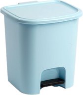 Kunststof afvalemmers/vuilnisemmers/pedaalemmers in het lichtblauw van 7.5 liter met binnenbak, deksel en pedaal 24 x 22 x 25.5 cm