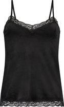 Hunkemöller Dames Nachtmode Cami Velours Lace - Zwart - maat XS