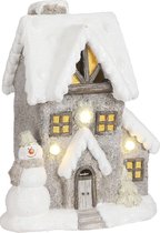 House of Seasons Kersthuisje met Verlichting - L28,5 x B20 x H37 cm - Grijs