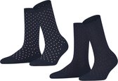 Esprit Fine Dot 2-Pack Dames Sokken - Blauw - Maat 39-42