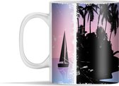 Mok - Eiland - Palmboom - Zeilboot - Nacht - 350 ml - Beker