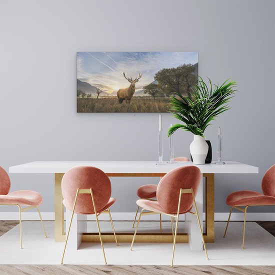 Artaza - Peinture sur toile - Cerf dans le paysage - 80x40 - Photo sur toile - Impression sur toile