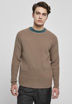 Urban Classics Sweater/trui -M- Ribbed Raglan Beige/Groen