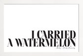 JUNIQE - Poster met houten lijst I Carried A Watermelon -13x18 /Wit &