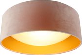 Olucia Dewy - Moderne Plafondlamp - Stof - Goud;Roze - Rond - 40 cm