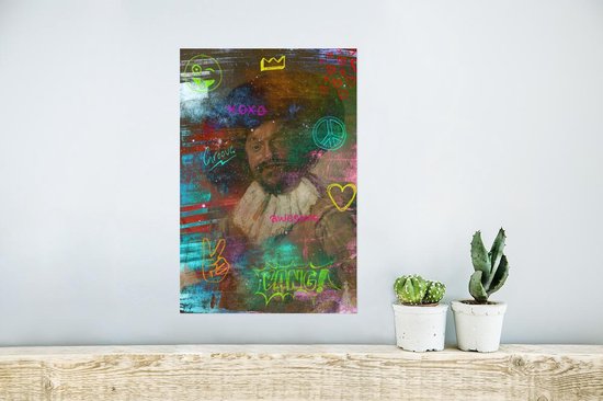 Affiche Le buveur joyeux - Frans Hals - Néon - 20x30 cm