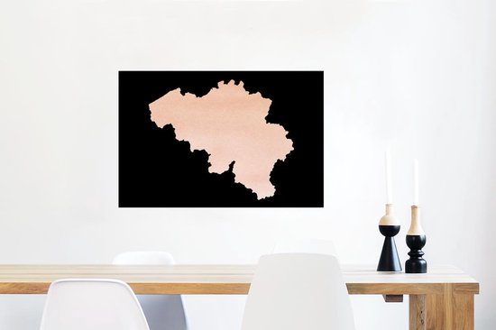 Poster Carte - België - Rose - 90x60 cm