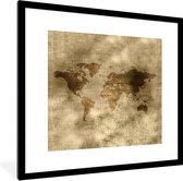 Fotolijst incl. Poster - Wereldkaart - Goud - Bruin - 40x40 cm - Posterlijst