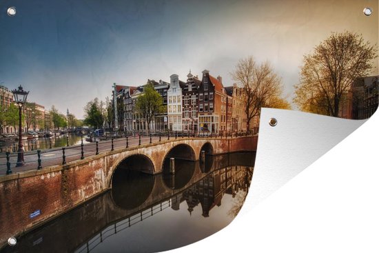 Tuinposter - Tuindoek - Tuinposters buiten - Zon - Amsterdam - Water - 120x80 cm - Tuin