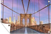 Tuindecoratie New York - Zonsondergang - Brooklyn Bridge - 60x40 cm - Tuinposter - Tuindoek - Buitenposter