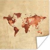 Poster Wereldkaart - Liefde - Kleuren - 75x75 cm