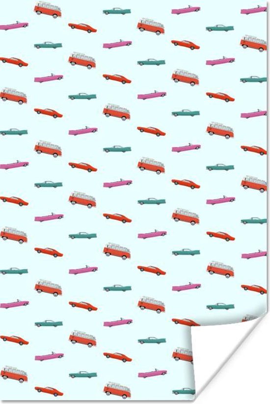 Poster Auto - Kleuren - Patroon - 60x90 cm