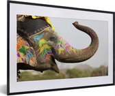Fotolijst incl. Poster - Olifant - Kunst - India - 60x40 cm - Posterlijst
