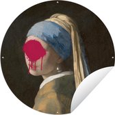 Tuincirkel Meisje met de parel - Vermeer - Kunst - 90x90 cm - Ronde Tuinposter - Buiten
