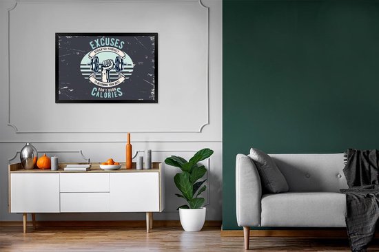 Cadre photo avec affiche - Poids - Sport - Rétro - 120x80 cm - Cadre pour affiche