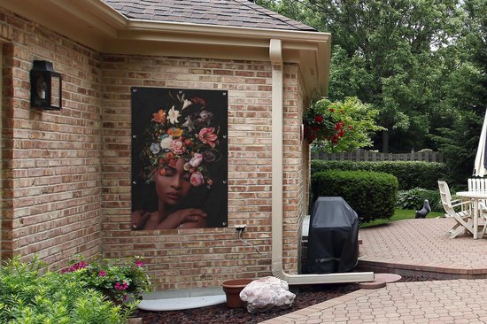 Affiche de jardin Femme - Maquillage - Bouquet - 80x120 cm - Jardin