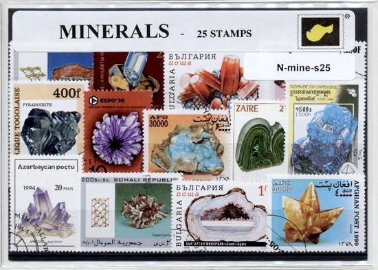 Afbeelding van het spel Mineralen – Luxe postzegel pakket (A6 formaat) : collectie van 25 verschillende postzegels van mineralen – kan als ansichtkaart in een A6 envelop - authentiek cadeau - kado - geschenk - kaart - delfstoffen - mijnen - grondstof - kwarts - scheikunde