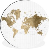 Cercle mural - Aluminium - Carte du Wereldkaart - Paillettes - Or - ⌀ 60 cm