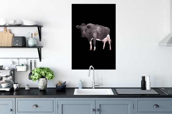 Stickers muraux - Film autocollant - Vache - Illustration - Zwart - 60x90 cm - Film adhésif - Stickers muraux Chambre d'enfant - Papier peint autocollant