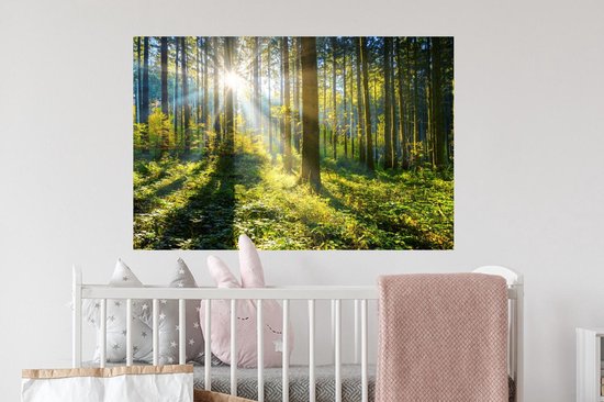 Stickers Stickers muraux - Forêt - Soleil - Été - 90x60 cm - Feuille adhésive