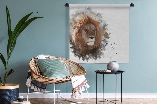 Tapisserie - Tapisserie - Lion - Ligne - Couleurs - 90x90 cm - Tapisserie